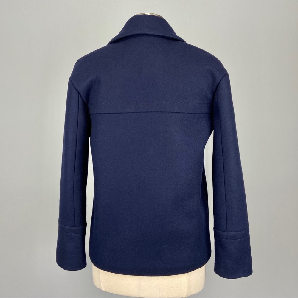 J Crew Womens Melton Wool Blue Double Breasted Peacoat B6474 Warm size 00 - Picture 7 of 15